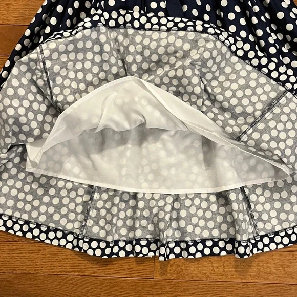 Anne Klein Navy Blue & White Polka Dot Midi Dress - Picture 14 of 17